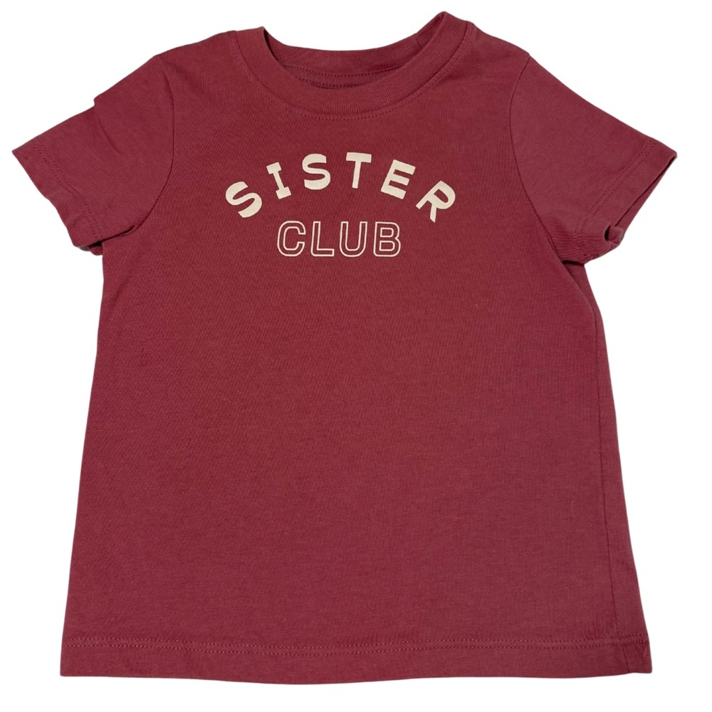 Cat & Jack Girls Sister Club Graphic Tee Raspberry Pink, Short Sleeve Size 18M